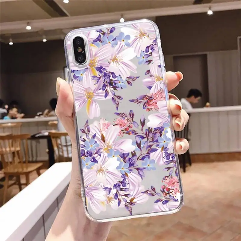 

Summer Beautiful Flowers Phone Cases Transparent soft For iphone 5 5s 5c se 6 6s 7 8 11 12 plus mini x xs xr pro max