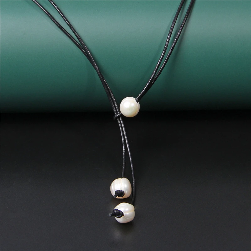 Натуральный жемчуг кожа веревка шнур ожерелья для ношения двумя способами