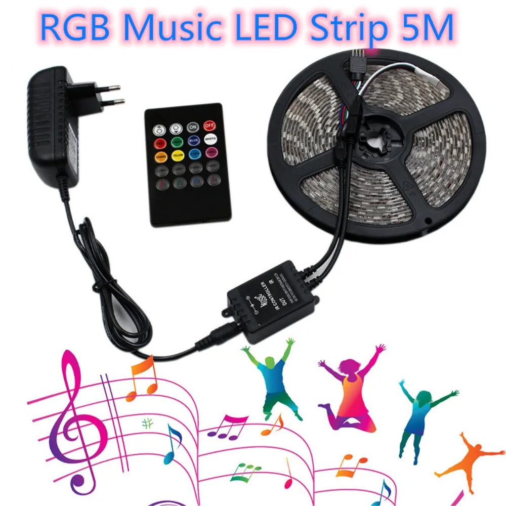LED Strip light Music sync RGB tape SMD 2835 12V Waterproof ruban flexible ribbon diode for neon Party Decorative lights 5M lamp