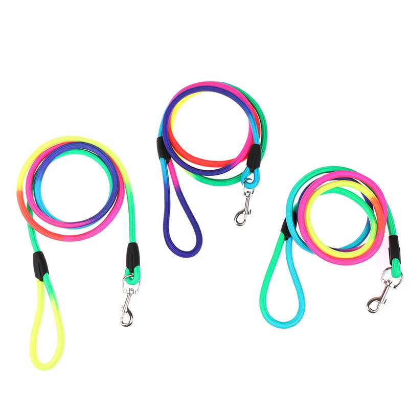 

Duurzaam Nylon Rainbow 1.5M Pet Dog Leash Walking Training Leash Katten Honden Harnas Kraag Riemen Riem Riem Touw