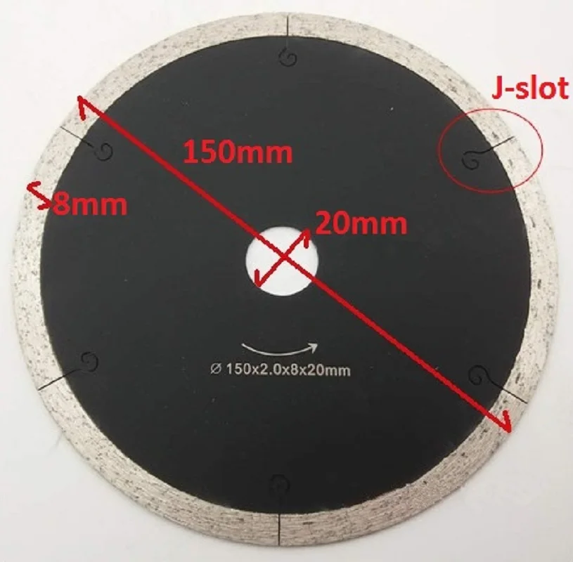 150mm Ceramic Tile Cutting Disc 6  Diamond J-slot Saw Blade for Cutting Vitrified Brick