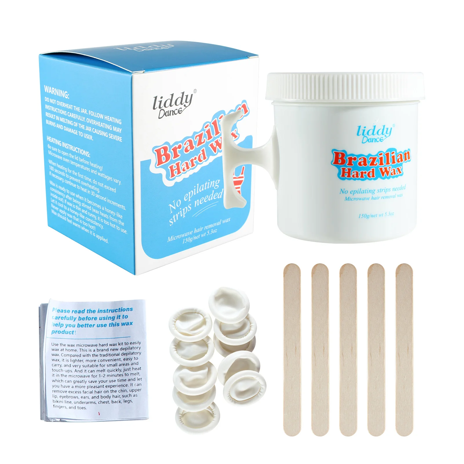 

150g Hair Removal Wax Canned Wax Paper Free Unhairing Wax Hard Wax Kit Solid Low Temperature Microwave Unhairing Wax Set