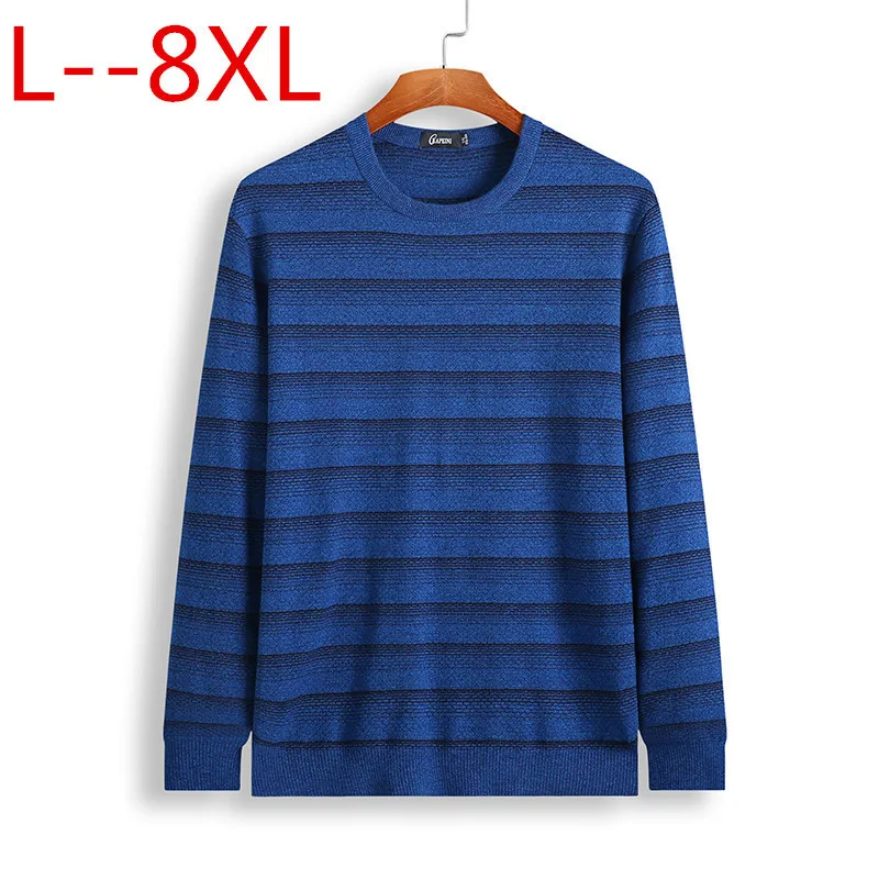 Мужской хлопковый свитер с вязаным крючком в полоску | Мужская одежда
