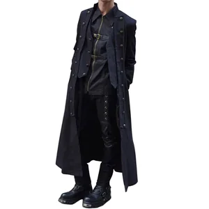 Мужской тренчкот в стиле милитари, в викторианском стиле, с корсетом на спине, длинный пиджак, благородный костюм вампира на Хэллоуин