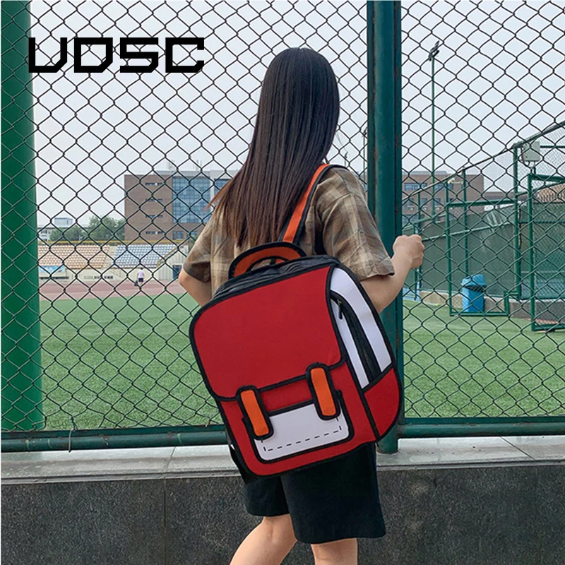 UOSC 2D рисунок рюкзаки для женщин рюкзак креативный 3D прыжок Стиль Мультфильм