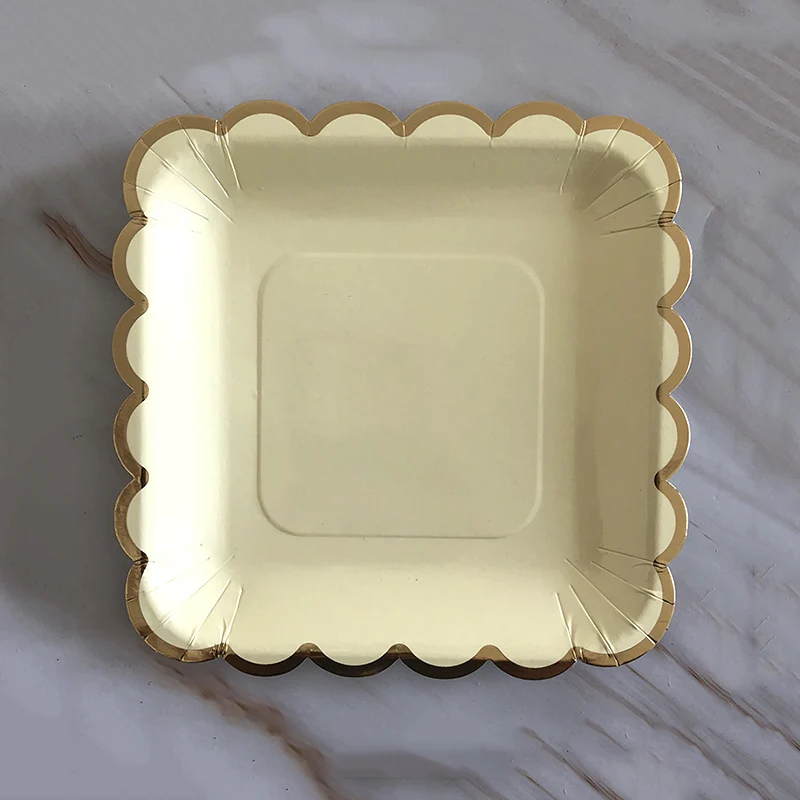 40 шт./компл. набор одноразовой посуды квадратные бумажные тарелки салфетки