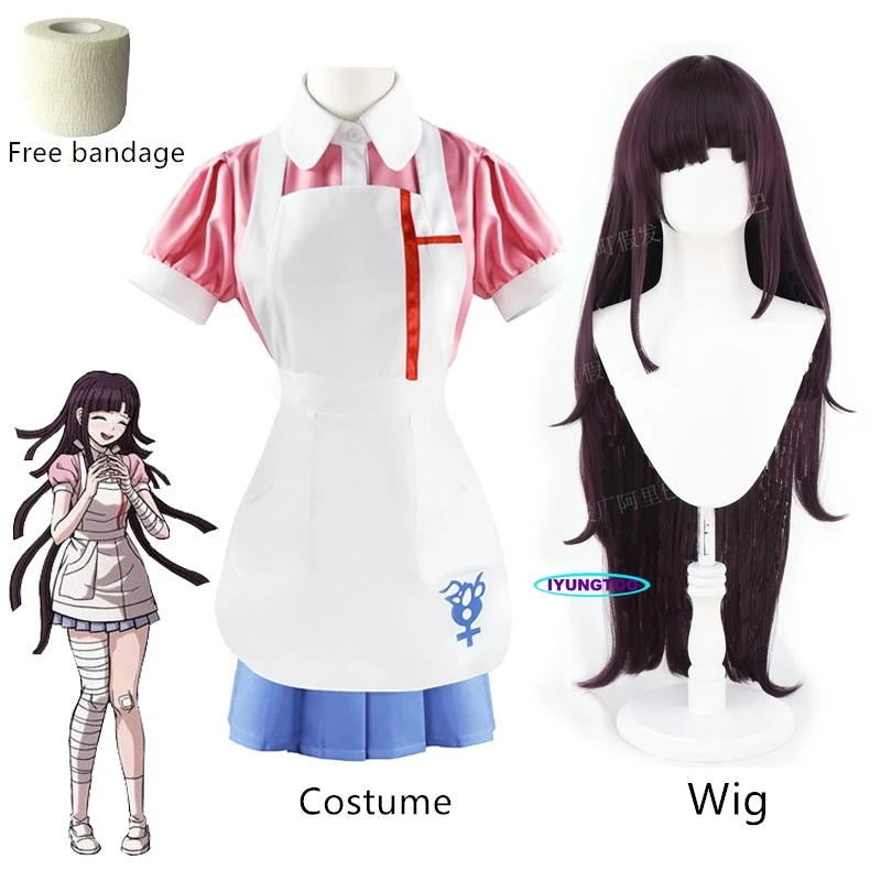 

Mikan Tsumiki Косплей Костюм Danganronpa 2 косплей парик женщина горничная наряд Хэллоуин карнавальные костюмы аниме Взрослые Унисекс