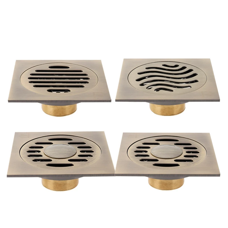 Квадратный напольный дренаж 10 см латунная напольная дренажная ловушка для