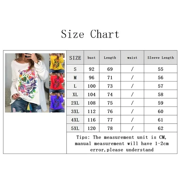 

Autumn Women Hoodie Sweatshirt Punk Casual Loose Skull Print Halloween Long Sleeve Oversized Tops Hoody Pullover Streetwear