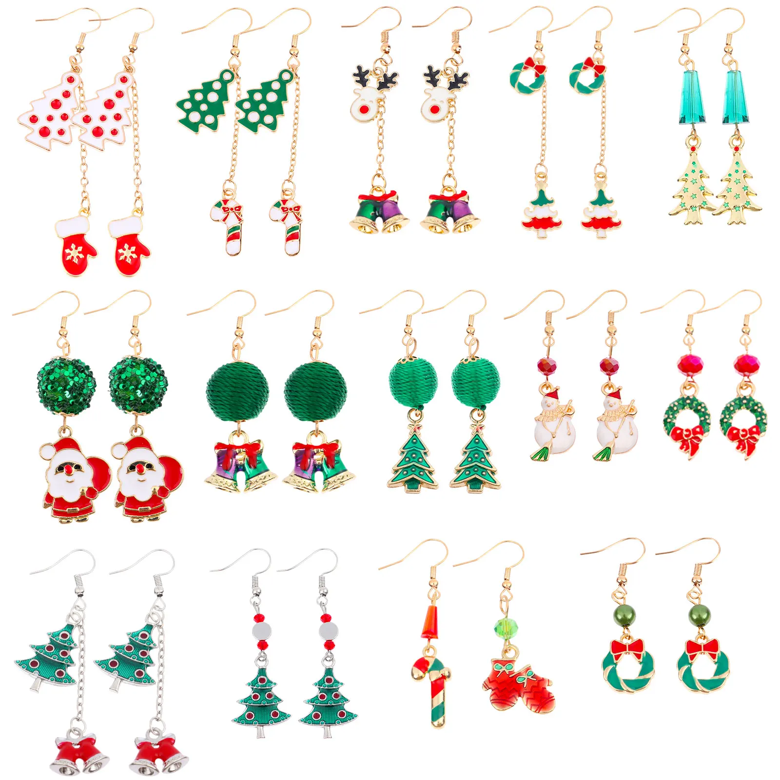 

14 пар рождественских сережек, украшения с кристаллами, серьги в рождественском стиле для женщин, милые серьги, ювелирные изделия в виде лося...