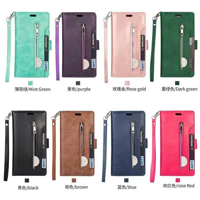 Folio Book Wallet Leather Case For Xiaomi Mi 11 A3 9 Lite SE 10T Pro Zipper Luxury Flip Cover Redmi Note 9 9S 8 7 10 Pro 7A Bag