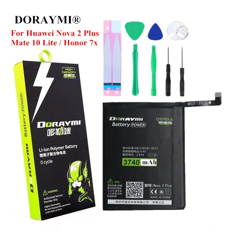

DORAYMI HB356687ECW аккумулятор 3740 мАч для Huawei Nova 2 Plus Mate 10 Lite G10 Honor 9i 7X мобильный телефон сменные батареи