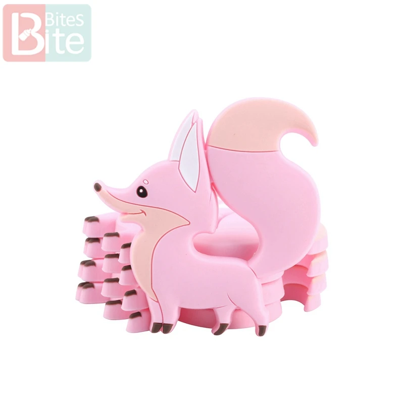 1 шт., детский силиконовый прорезыватель, грызуны, силиконовая подвеска в виде лисы, детский прорезыватель, грызун, большой хвост, силиконовые бусины, жевательные кусачки, детские товары, игрушки