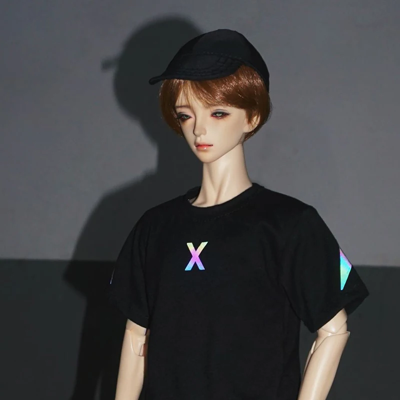 

NEW BJD Doll Clothes Black sportswear suit T-shirt + pants letter wings fluorescent printing for 1/4 1/3 Uncle Doll accessories