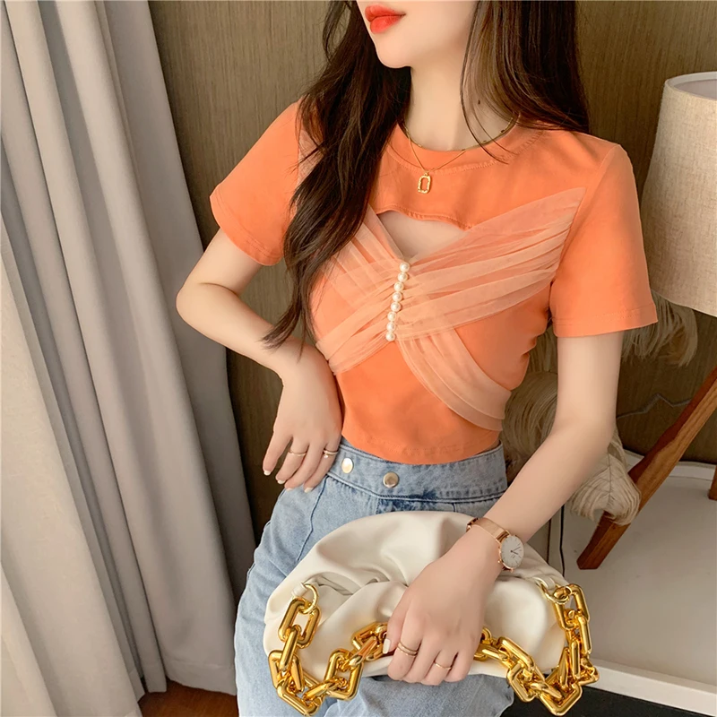 Женская футболка с коротким рукавом круглым вырезом и принтом | одежда