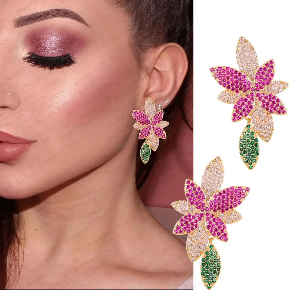 

Женские свадебные серьги GODKI, Разноцветные серьги с фианитом, вечерние серьги для невесты, 2020