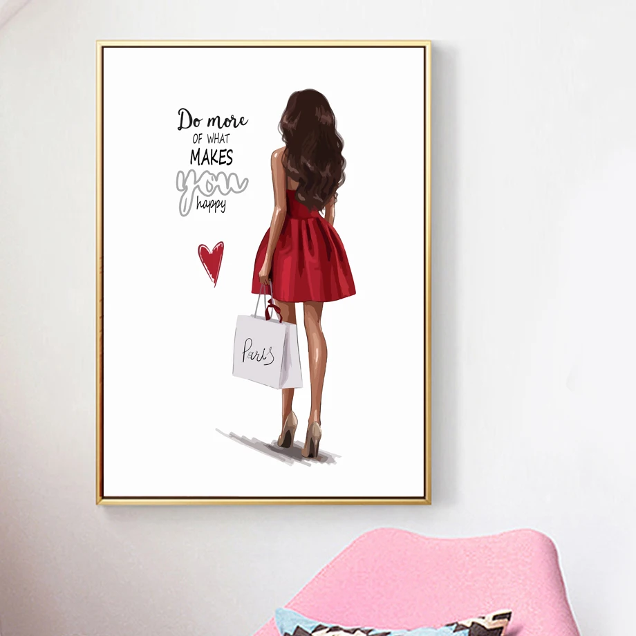 

Fashion Girl Rose Perfume Wall Art Canvas Painting Watercolor Nordic Posters And Prints Wall Pictures For Living Room Home Decor