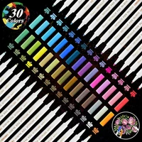 haile 30 colors metallic marker pens brush round headfor stone glass card diy scrapbooking crafts making drawing art stationery