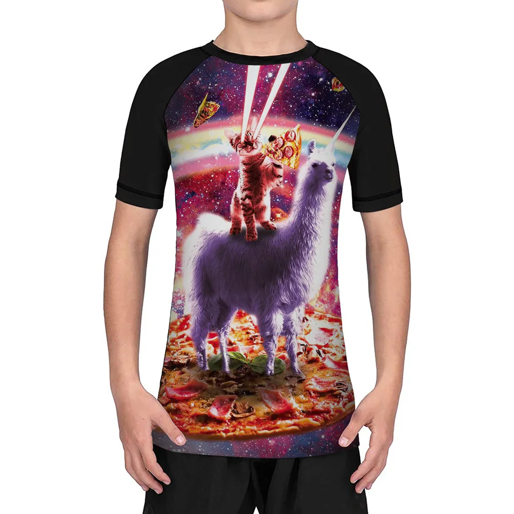 Топ компрессионный с короткими рукавами лазерный топ изображением космических