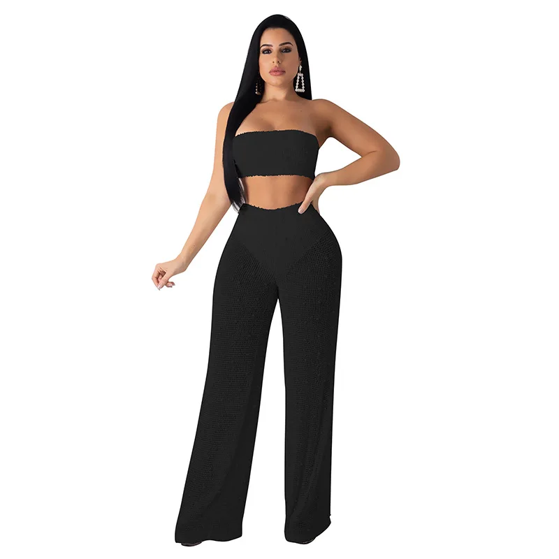 Костюм с брюками полыми штанинами сексуальный Трикотажный костюм большого