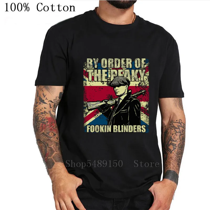 Фото Классическая мужская футболка по заказу с винтажным постером принтом фильма Peaky