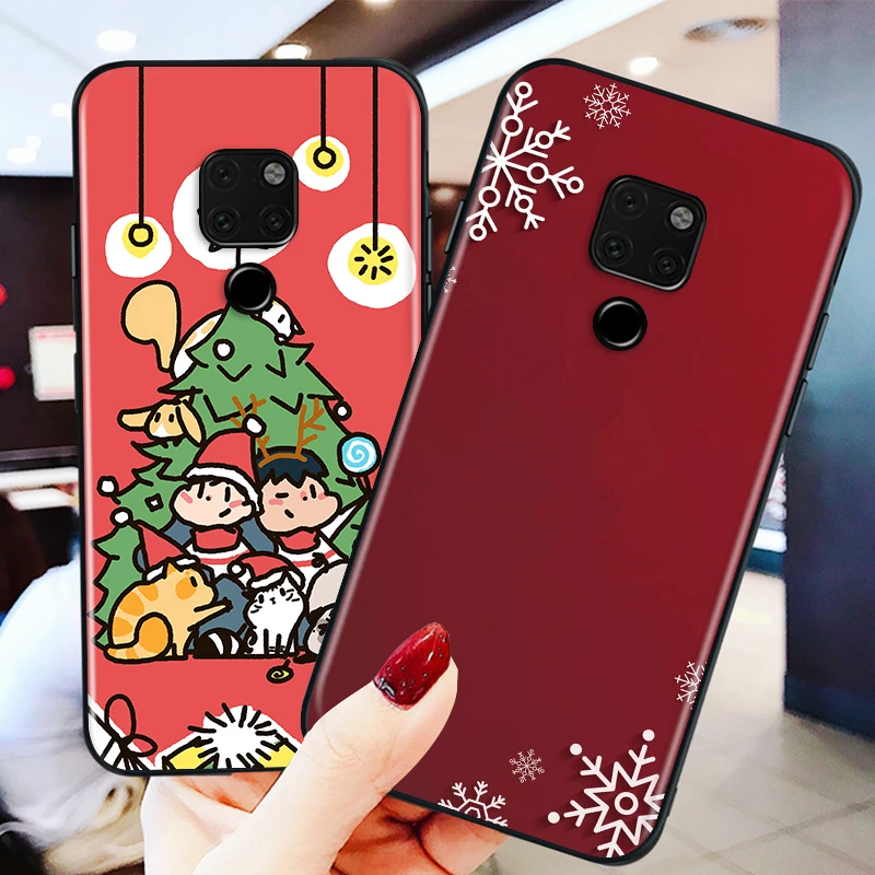 

Merry Christmas for Huawei P Smart Mate 40 30 20 10 RS Lite Pro Plus Z S 2019 2020 2021 Black phone Case