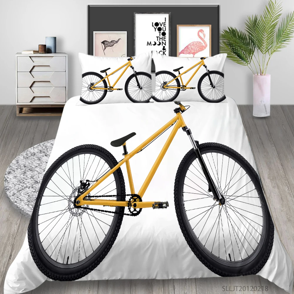 

3D Quilt Cover Set Bicycle Print Kids Boys Bedding Set Ship King Queen Single Double 2/3 Pcs Bedroom Decor Dropship