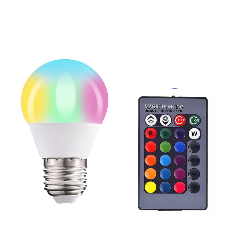 

LED RGB Bulb Lamp E27 RGBWW Spotlight IR Remote+Memory Mode Dimmable 5W 10W 15W Colourful Night Light 110V 220V Party articles