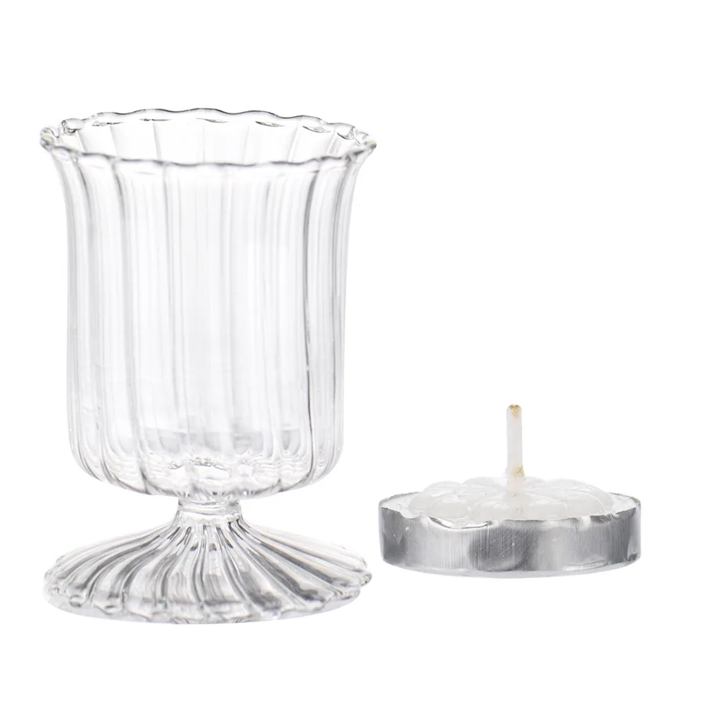 

Creative Candle Lit Dinner Cup Transparent Glass Stripe Candlestick Candle Light Interesting Table Lamp Night Lights