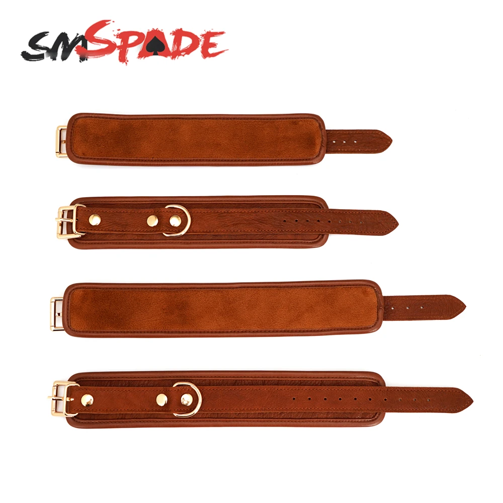SMSPADE БДСМ кожаный бондаж секс игрушки для пар искусственные наручники + манжеты и