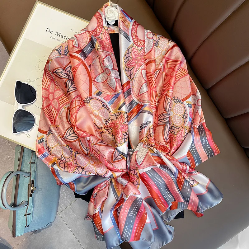 

180x90 см шелковый шарф для женщин, длинная бандана, платок, хиджаб, тихий, пляжный саронг, модный, 2021 шарф шаль оптовая продажа