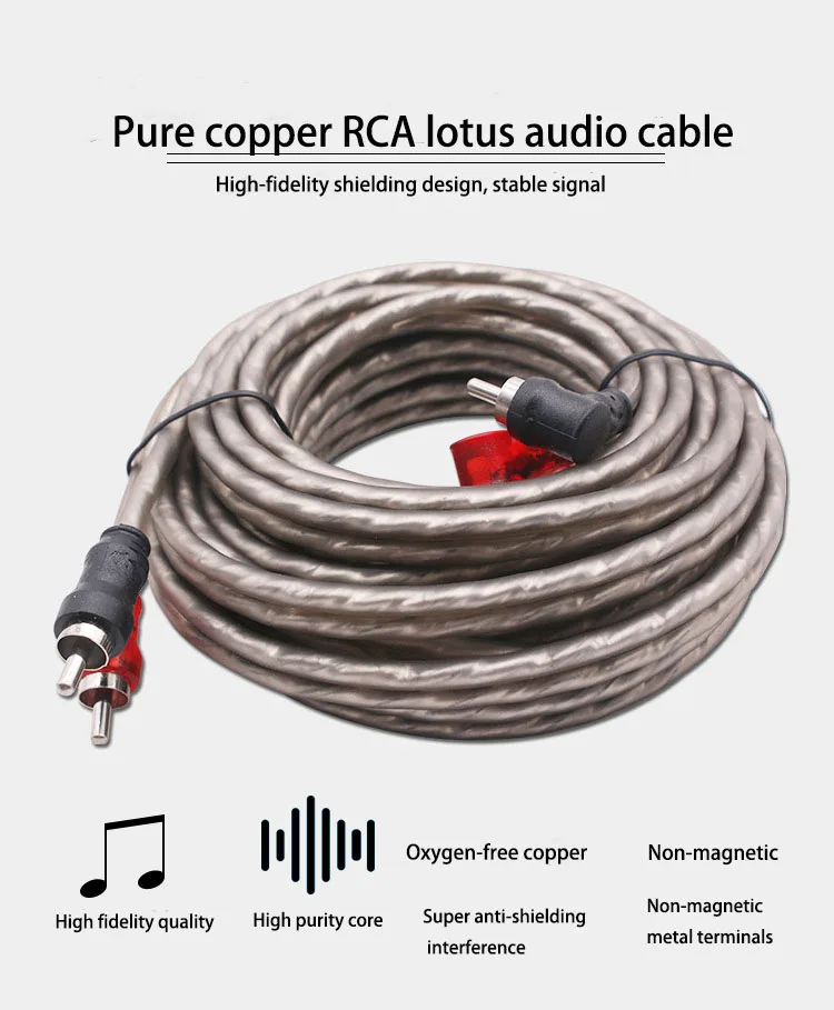 

Vancord High Qulity Pure Copper Audio Signal Wire RCA 1m 2m 3m 5m Car Audio Cable FOR PC DVD TV VCR Speakers Camera Video