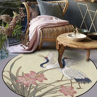 chinese classical style flower bird round living room and bedroom non slip floor mat carpet