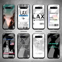 travel los angeles california plane ticket phone case tempered glass for samsung s20 plus s7 s8 s9 s10 plus note 8 9 10 plus