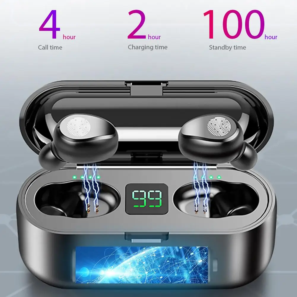 

TWS Bluetooth 5.0 Earphones Binaual Stereo Ear-Entry Mini Headset Handsfree Earbuds with Mic CVC 8.0 IOS Power Display