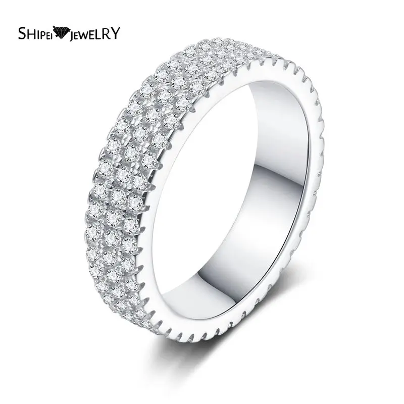 

Shipei 100% 925 Sterling Silver Created Moissanite Gemstone Wedding Engagement White Gold Women Rings Fine Jewelry Wholesale