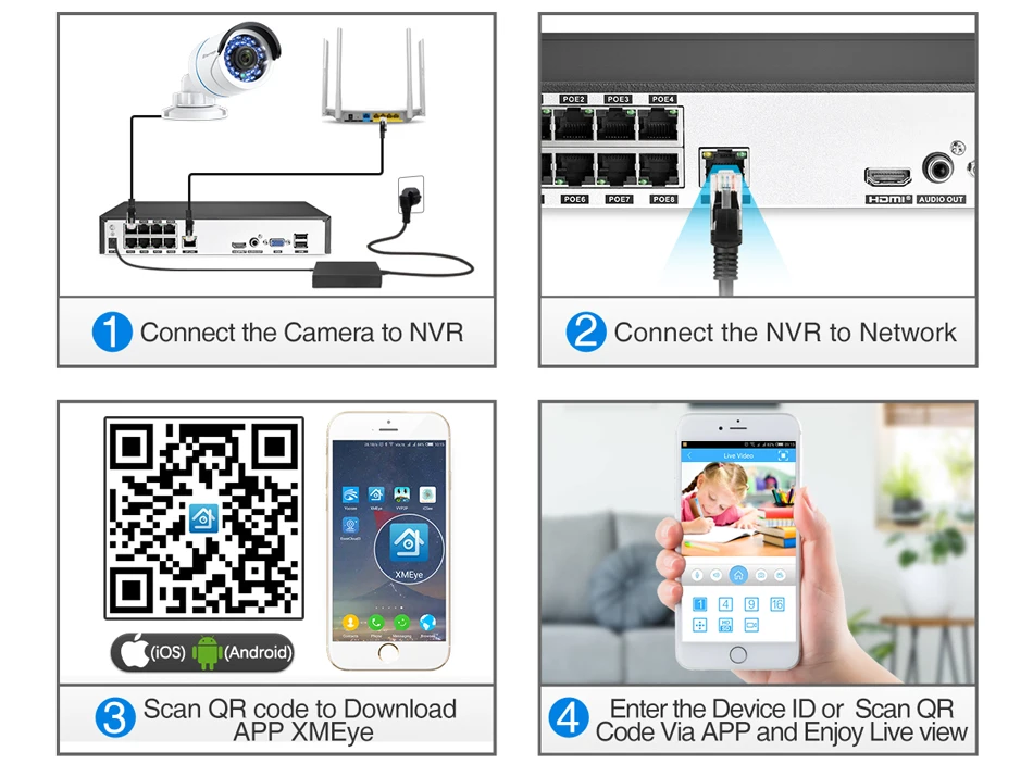 Techage H.265 8CH 1080P POE NVR комплект системы видеонаблюдения 2MP аудио ip-камера ИК Открытый P2P Onvif комплект видеонаблюдения 1 ТБ HDD