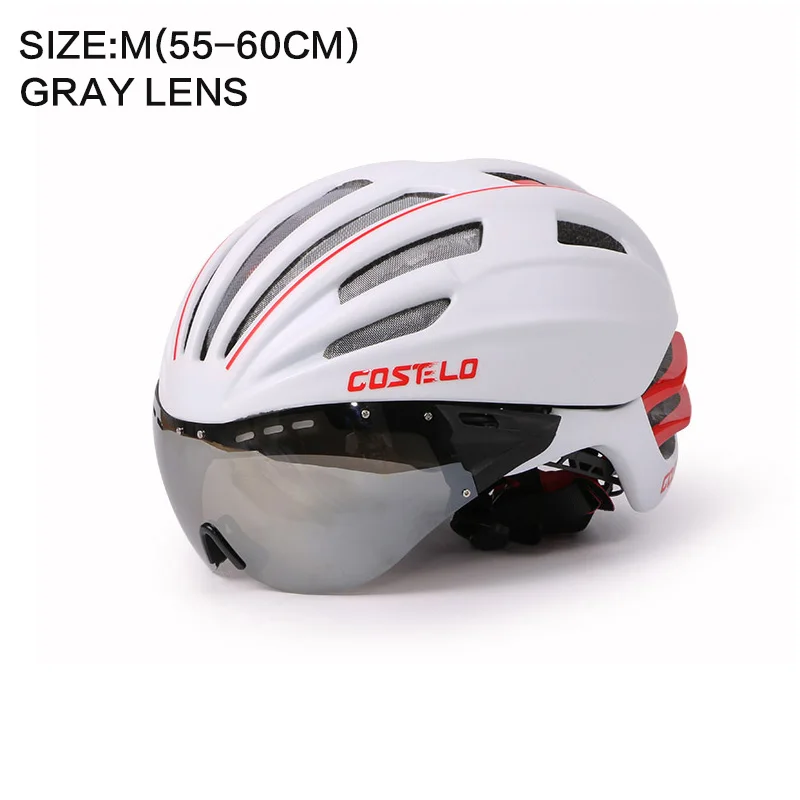 Costelo велосипедный шлем 4 цвета MTB Горный шоссейный велосипедный шлем Casco speed Airo RS Ciclismo очки Bicicleta - Цвет: white M GRAY LEN