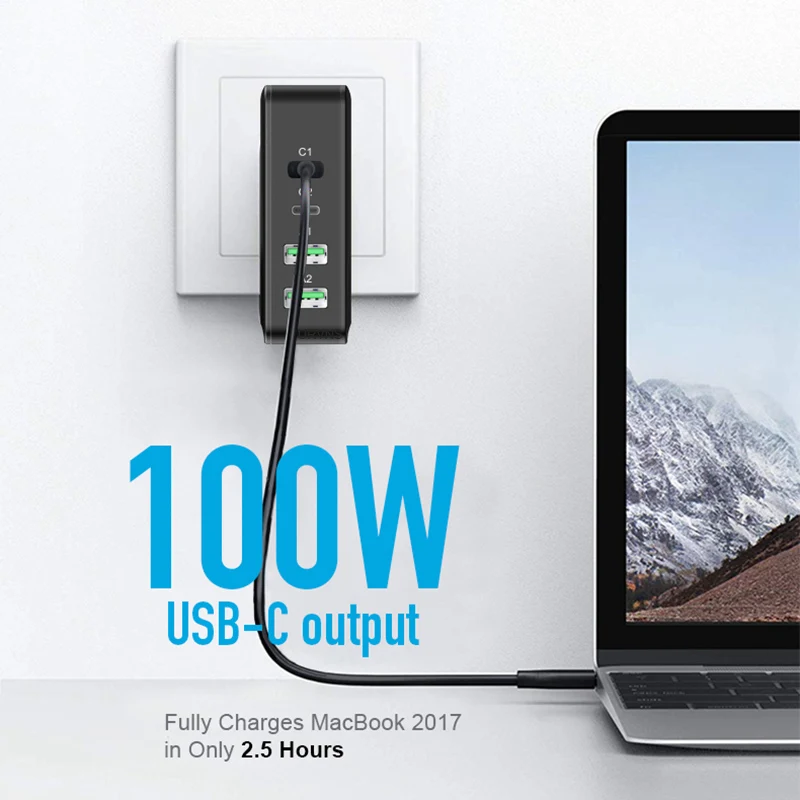 166W настенное зарядное устройство Ган Tech 100W USB C PD3.0 PPS и 18W A QC4.0 + быстрая зарядка для