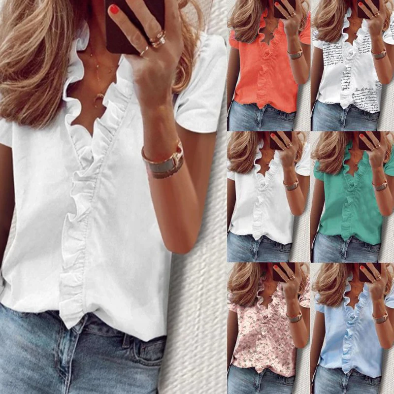 

Блузка женская с длинным/коротким рукавом, элегантная уличная одежда, топ, белая рубашка