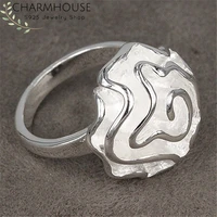 pure 925 silver rings for women rose flower finger ring size 6789 wedding band fashion jewelry accessories bague anillo