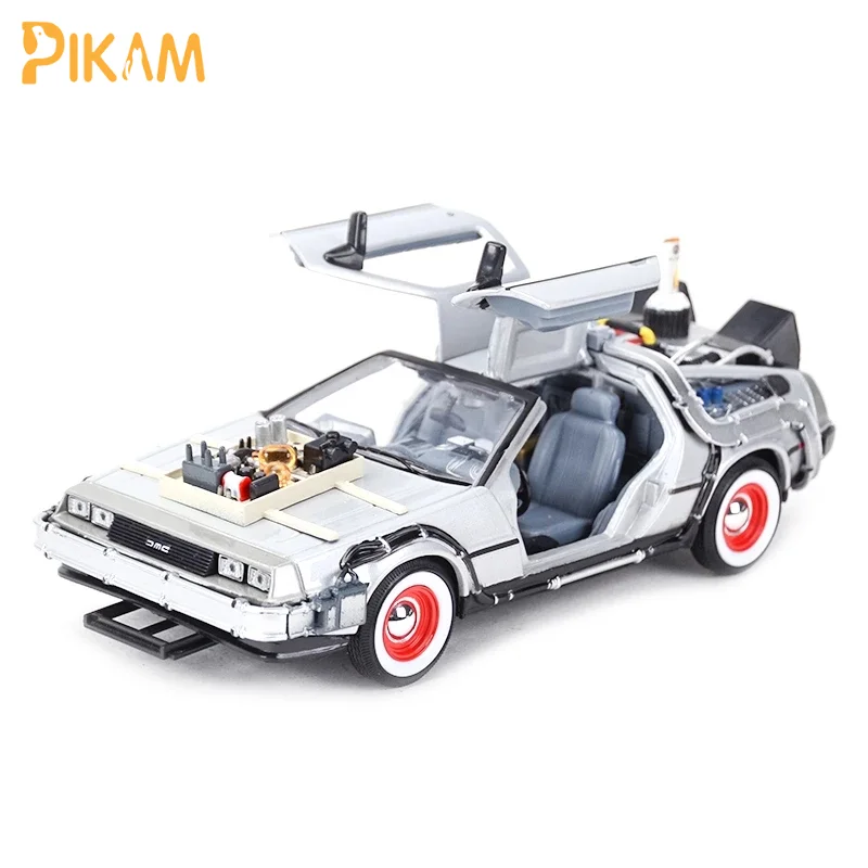 

1:24 Diecast Model Car DMC 12 Delorean Time Machine Back To The Future Metal Classic Car Toys For Boys Kid Gift Collectibles
