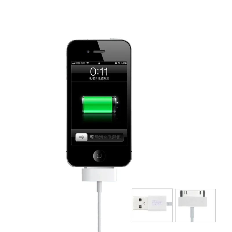 USB-кабель 30 Pin для iPhone 4s 4 90 см Белый силиконовый кабель быстрой зарядки и