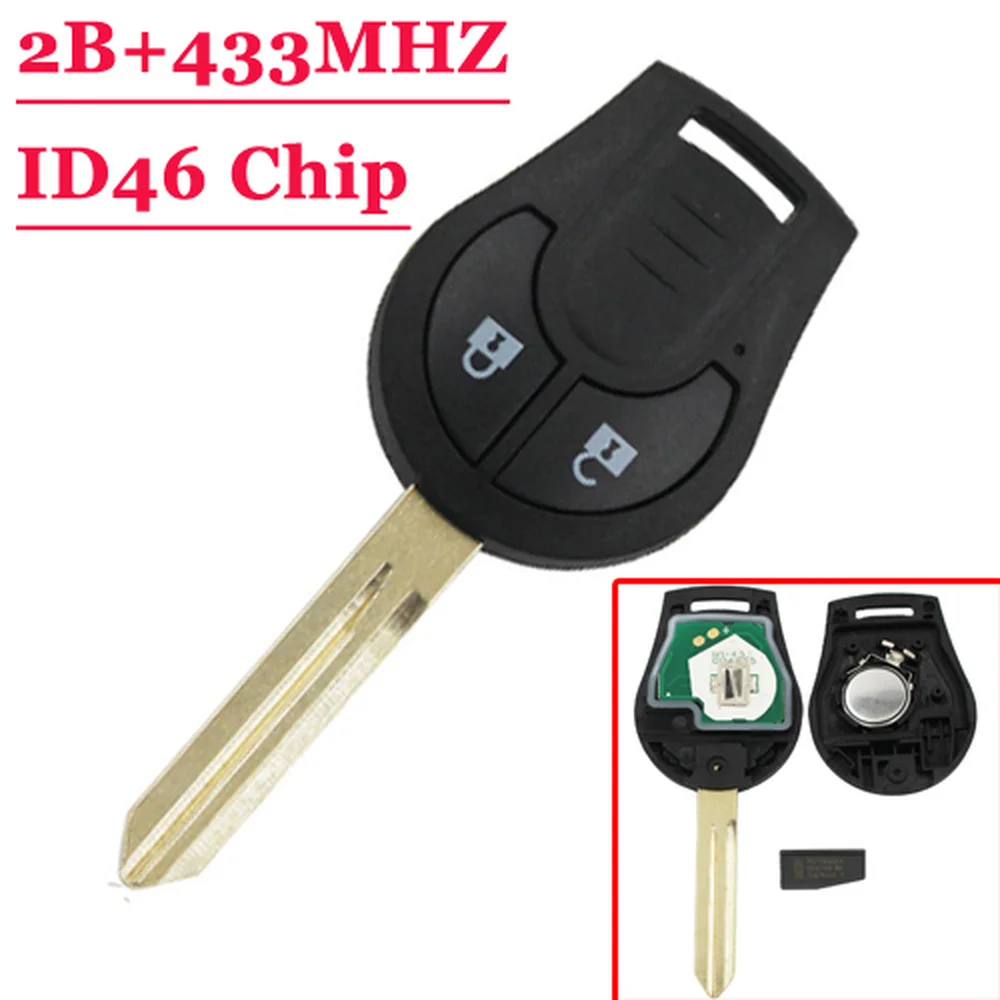 

CWTWB1U816 or CWTWB1U751 2 Button Remote Key 433MHz for Nissan March Qashqai Sunny Sylphy Tiida X-Trail
