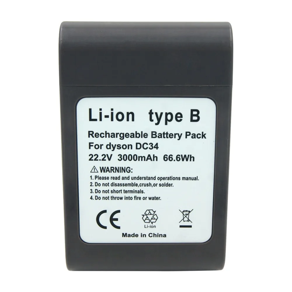 

Type B Rechargeable Vacuum Cleaners Battery 22.2V 3.0Ah Lithium Replacement Batteries for Dyson DC31 DC34 DC35 DC45 DC44 animal