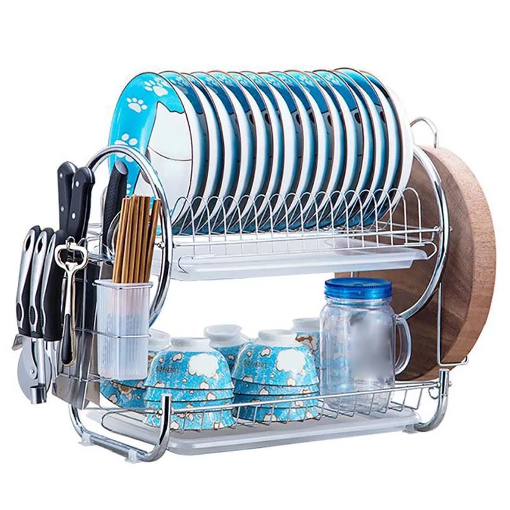 

Shaped Dish Drainer Stainless Steel Drying Rack Bowl Dish Draining Shelf Dryer Tray Holder Kitchen Organizer