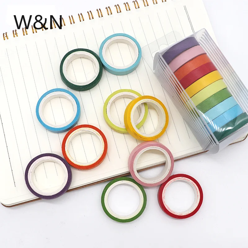 10 шт./лот однотонная Радужная васи лента набор клейкой ленты DIY Скрапбукинг