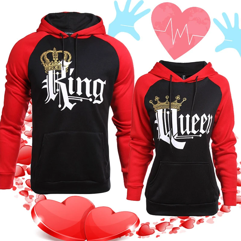 

Sudaderas толстовка женская Royal King And Queen Hoodie Couple Sweatshirt Printed Sweatshirts Pullover Спортивный Костюм Женск