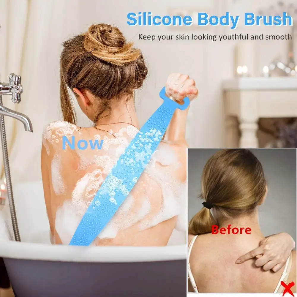 

Body Sponge Silicone Brushes Bath Towels Body Scrubber Rubbing Back Peeling Massage Shower Extended Scrubber Skin Clean Brushes