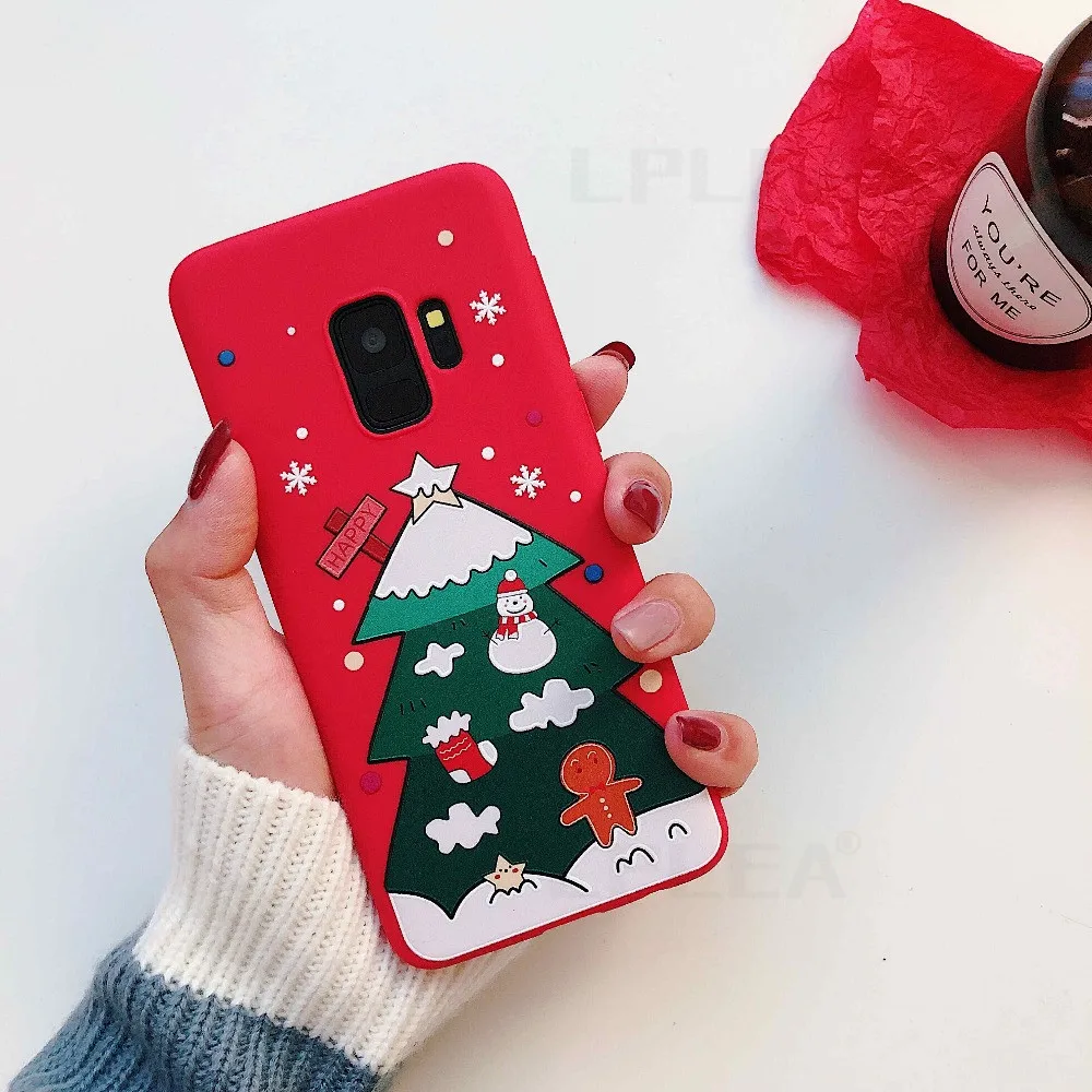 Одежда для сна из хлопка с рождественскими рисунками чехол для samsung Galaxy A50 A70 S8 S9 плюс S10 Note 8, 9, 10, плюс A10 A20 A30 A40 Санта Клаус Мягкая обложка